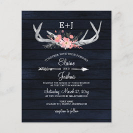Convite para Casamento de Antler Floral com Blush 