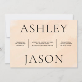 Convite para Casamento de Aquarela Suave Apricot