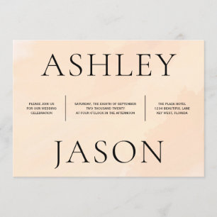 Convite para Casamento de Aquarela Suave Apricot