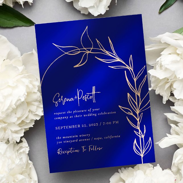 Convite para Casamento de Arca de Folhagem Azul Re (Criador carregado)