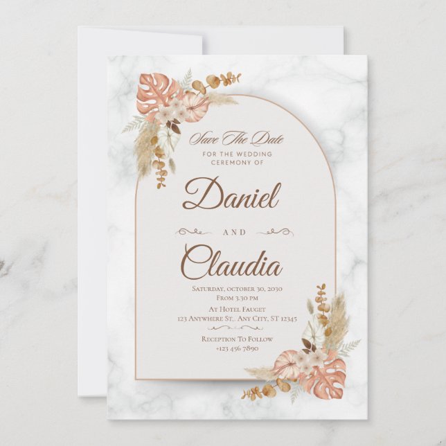 Convite para Casamento de Arca Floral Elegante (Frente)