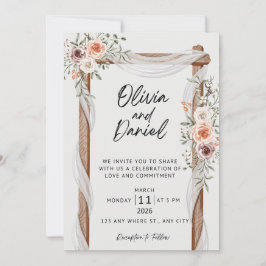 Convite para Casamento de Arca Floral Personalizáv