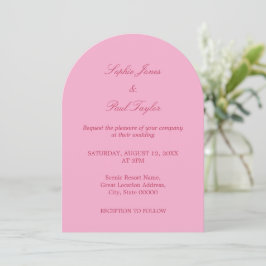 Convite para Casamento de Arca Magenta Rosa Elegan