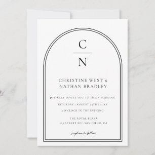 Convite para Casamento de Arch do Monograma Modern