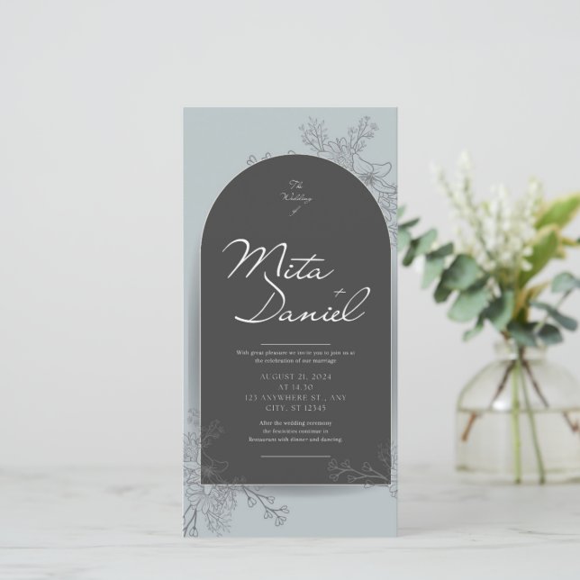Convite para Casamento de Arch Elegante (Em pé/Frente)