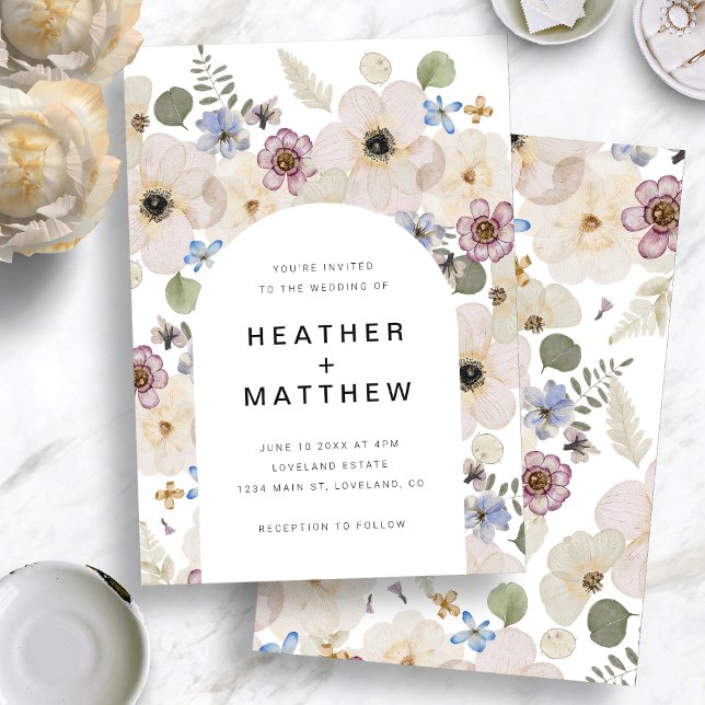 Convite para Casamento de Arch Floral (Boho Modern Floral Watercolor Arch Wedding Invitation by Painted Paperie
)