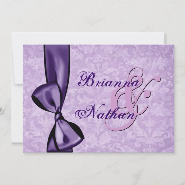 Convite para Casamento de Arcos de Damask Roxo (Frente)
