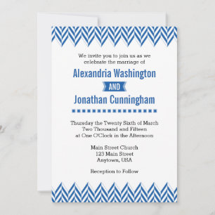 Convite para Casamento de Arenque Branco Azul