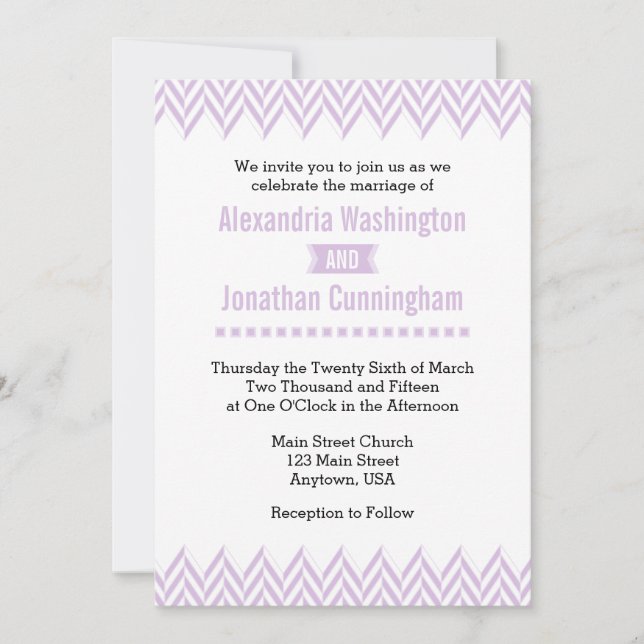 Convite para Casamento de Arenque Branco lavanda (Frente)