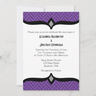 Convite para Casamento de Arenque Branco Roxo