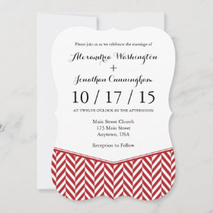 Convite para Casamento de Arenque Branco Vermelho