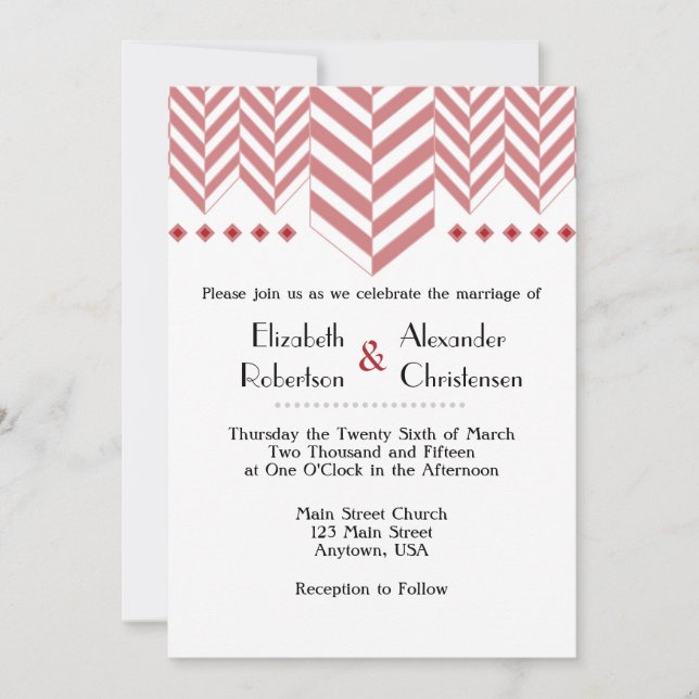 Convite para Casamento de Arenque Branco Vermelho (Frente)