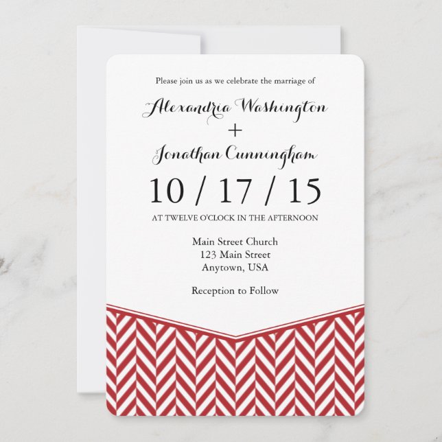 Convite para Casamento de Arenque Branco Vermelho (Frente)