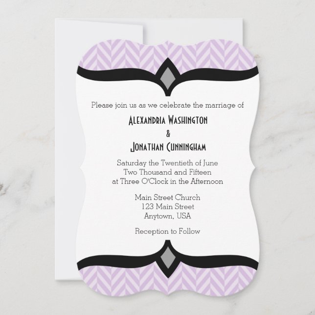 Convite para Casamento de Arenque Roxo lavanda (Frente)