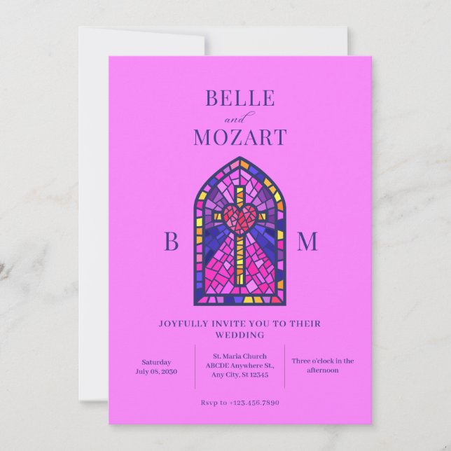 Convite para casamento de arte colorida (Frente)