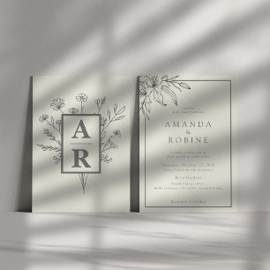 Convite para Casamento de Arte Elegante Lily Line