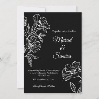 Convite para Casamento de Arte em Linha Botânica N