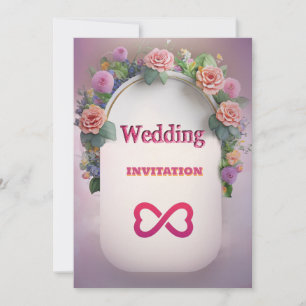 Convite para Casamento de Arte Floral Rosa de Luxo