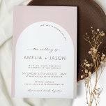 Convite para casamento de Arte Moderna e Minimalis<br><div class="desc">Projetado para coordenar com nossa Coleção Moderna de Arcos de Boho, este convite moderno para casamento apresenta a tendência e o arca popular em branco sobre fundo cor-de-rosa bege, emparelhado com letra de script. Para personalização mais avançada deste design, por exemplo, alteração do layout, da fonte ou do tamanho do...</div>