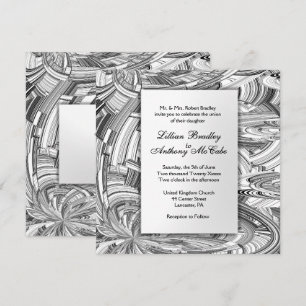 Convite para Casamento de Arte Moderna Preta e Bra