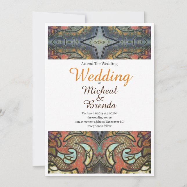 Convite para Casamento de Arte Moderna Tatuagem (Frente)