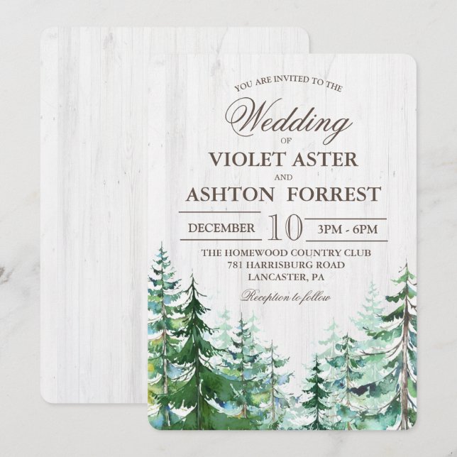 Convite para Casamento de Árvore da Floresta Russa (Frente/Verso)