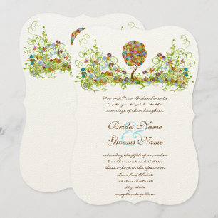 Convite para Casamento de Árvore de Amor de Flor