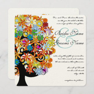 Convite para Casamento de Árvore de Amor Romântico