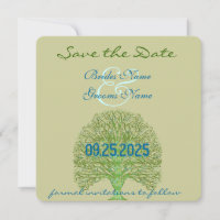 Convite para Casamento de Árvore de Amor Verde