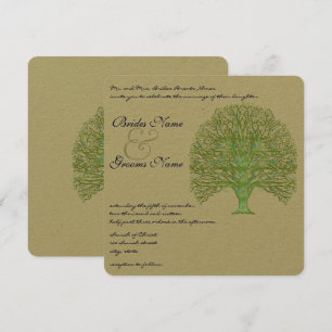 Convite para Casamento de Árvore de Amor Verde