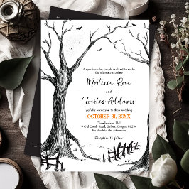 Convite para Casamento de Árvore de Halloween Eve