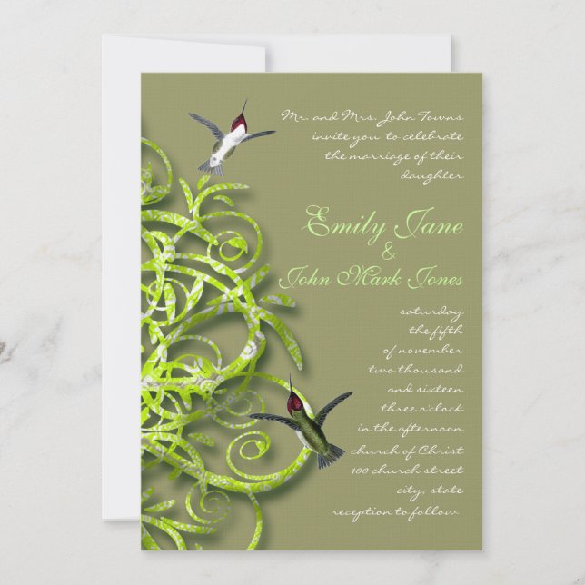 Convite para Casamento de Árvore de Limão de Aves  (Frente)