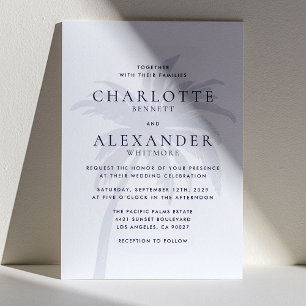 Convite para Casamento de Árvore Tropical marinho 