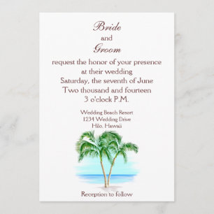 Convite Para Casamento De Árvores De Praia E Palm