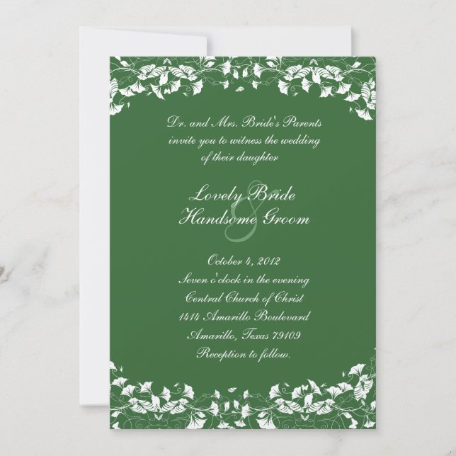 Convite para Casamento de Árvores de Verão Verde (Frente)