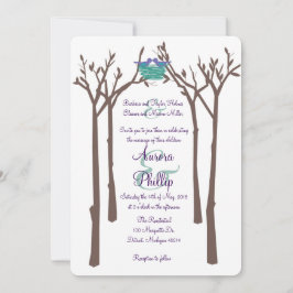 Convite para Casamento de Árvores Modernas e Aves
