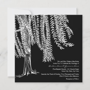 Convite para Casamento de Árvores Selvagens Negra