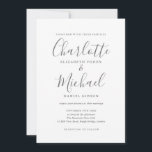 Convite para Casamento de Assinatura Branca de Cin<br><div class="desc">Cinza elegante e convite de casamento de assinatura branca com nomes de estilo de assinatura,  esta cinza de na moda e o convite de casamento branco podem ser personalizados com suas informações em caracteres de cinza. Projetado por Thisnotme©</div>