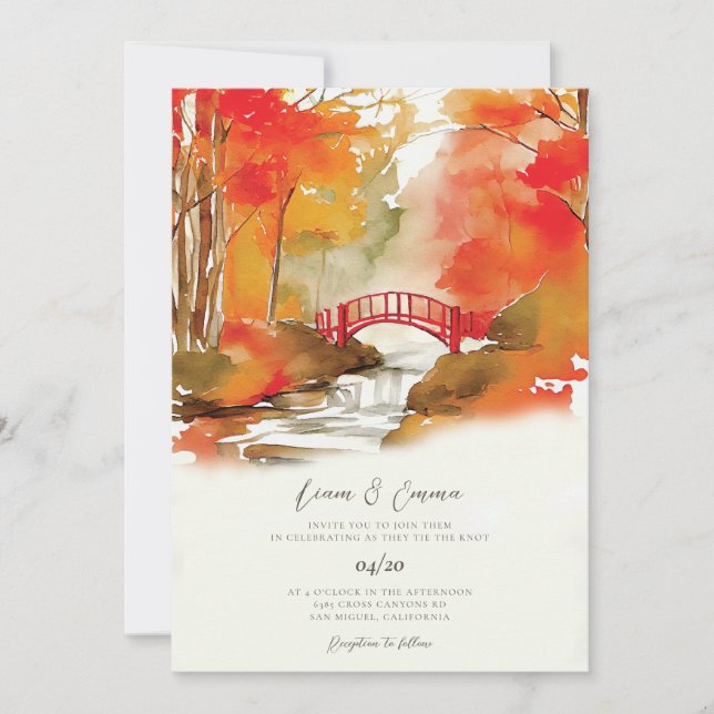 Convite para Casamento de Autumn Fall Autscape (Frente)
