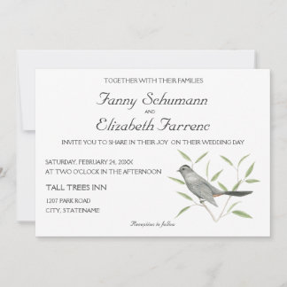 Convite para Casamento de Aves de Capoeira de cinz