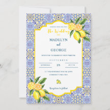 Convite para Casamento de Azulejos de Limão do Med