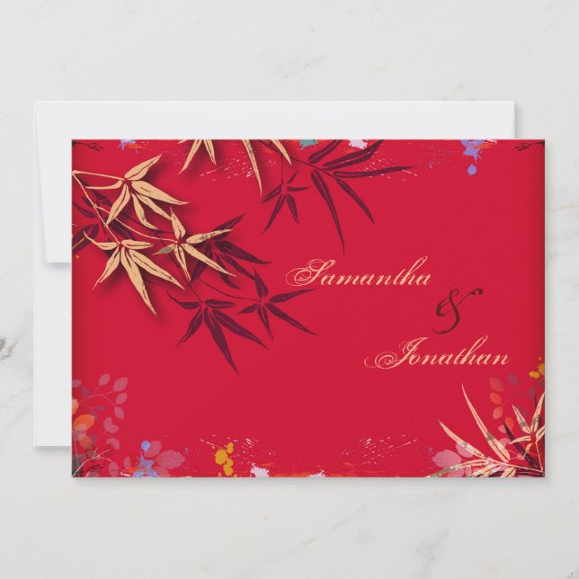 Convite para Casamento de Bamboo Asiático Vintage (Frente)