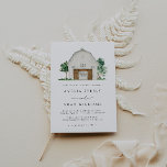Convite para Casamento de Barn, Casamento Farmhous<br><div class="desc">Este é um convite de casamento de celeiros rústicos com um belo celeiro de aquarelas e um simples emparelhamento de fontes. Edite todas as cores da fonte e a maioria do texto (o "e" não pode ser alterado para outra palavra, mas a cor pode ser alterada). Não é possível alterar...</div>