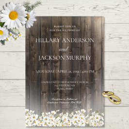 Convite para Casamento de Barnwood e Daisies