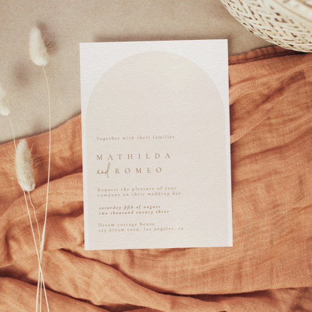 Convite para casamento de beige moderno minimalist (Criador carregado)
