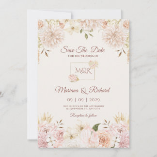 Convite para Casamento de Beige & Peach