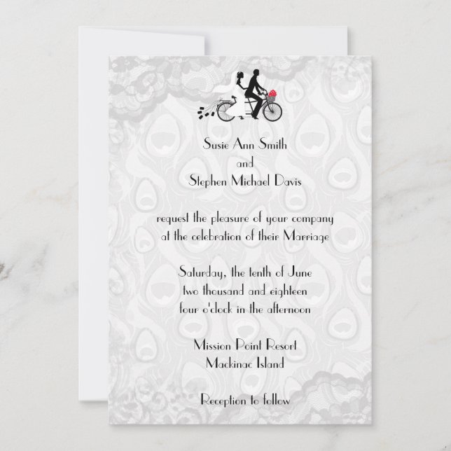 Convite para Casamento de Bicicleta Silver White T (Frente)