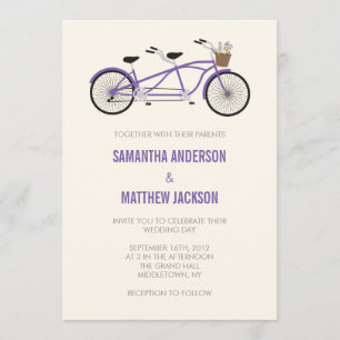 Convite Para Casamento De Bicicletas Tandem - Roxo