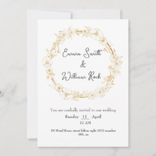 Convite para casamento de Biege e Cartão Branco