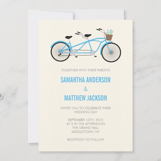Convite para Casamento de Bike - Azul (Frente)